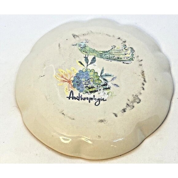 Anthropologie DODI Saucer Handpainted Peacock Design - Picture 5 of 12